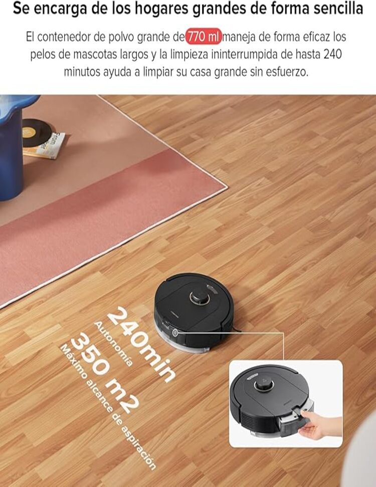 Roborock Combinación De Aspiradora Robot Con Mopa Q5 Pro, Succión De 5500 Pa, Cepillo Duoroller, Navegación Lidar, Aspiradora Robot Con Contenedor De Polvo Grande De 770 Ml, Autonomía De 240 Minutos