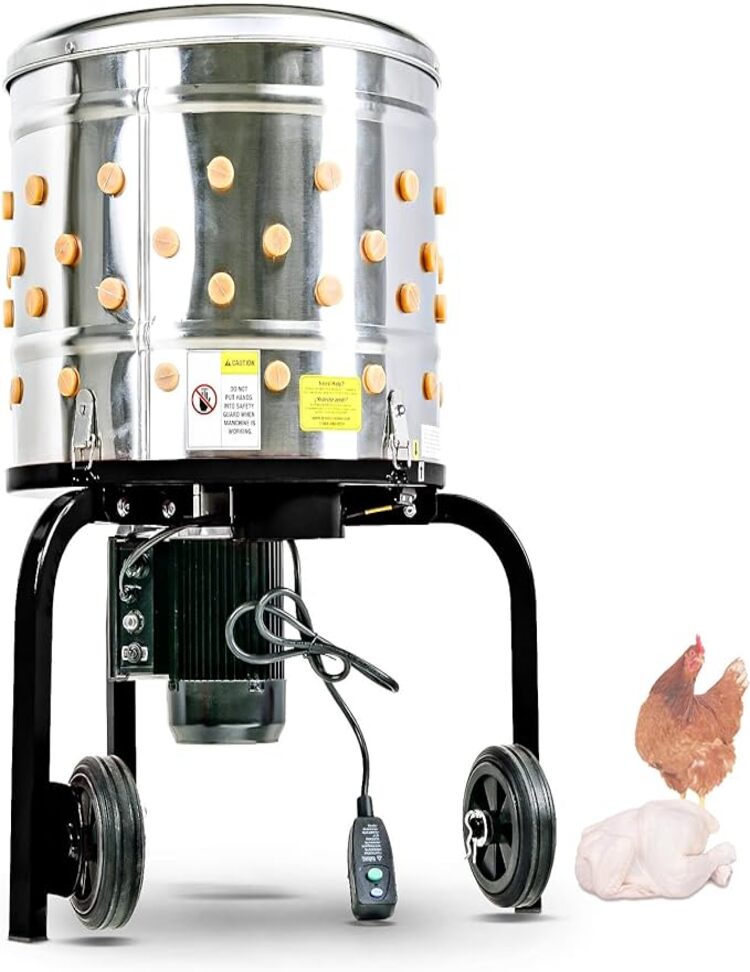 Kitchener - Removedor De Plumas De Pollo Para Aves De Corral Y Aves De Corral Procesador De Alimentos Eléctrico De Acero Inoxidable Resistente 1HP 120VAC 280RPM Conector GFCI 92 Dedos Suaves De 20 Pulgadas De Diámetro Del Tambor
