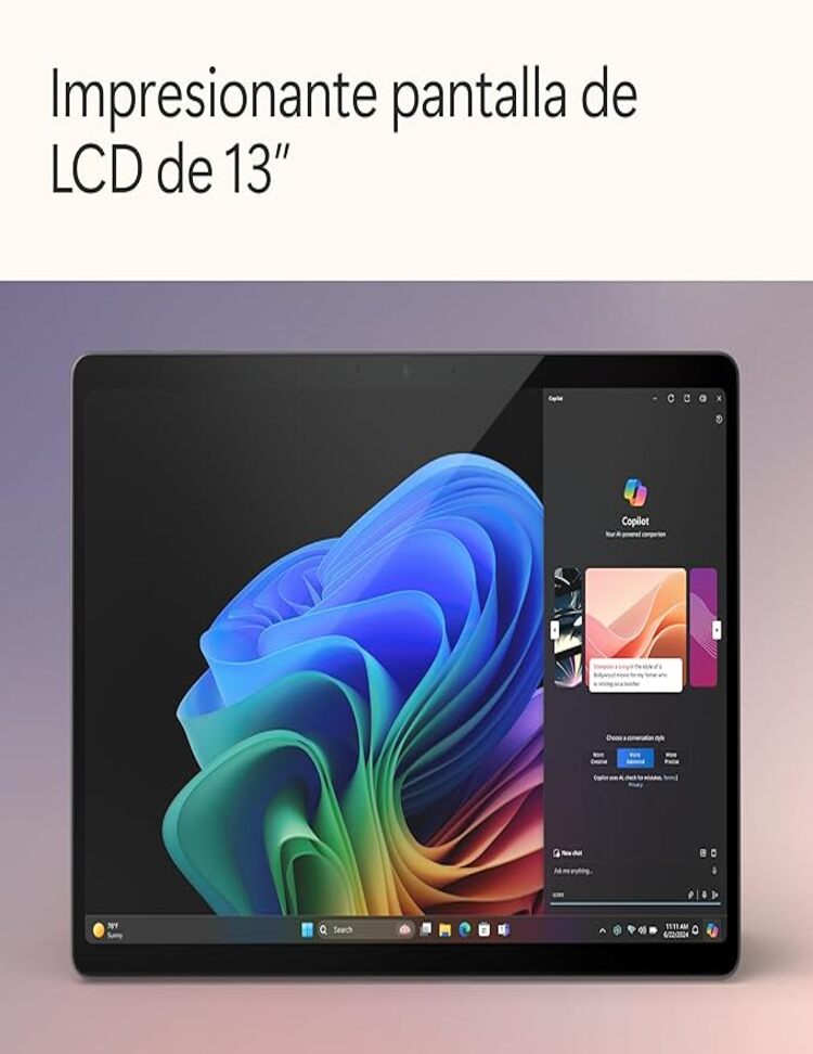 Microsoft Surface Pro Copilot Y PC Snapdragon X Plus 16GB RAM 512GB SSD Pantalla Tactil LCD Color Negro (No Incluye Teclado)